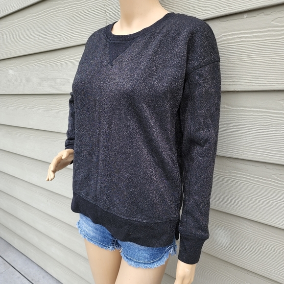 AMERICAN EAGLE | Black Metallic Sparkle Crew Neck Sweatshirt - Picture 2 of 9